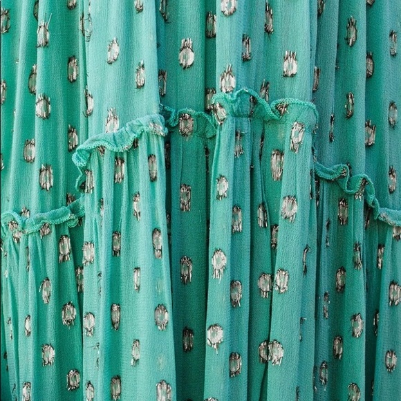 Garden Floral Boho Maxi Dress, Boho Summer Green Stappy Sundress, All Over Print - Picture 5 of 7